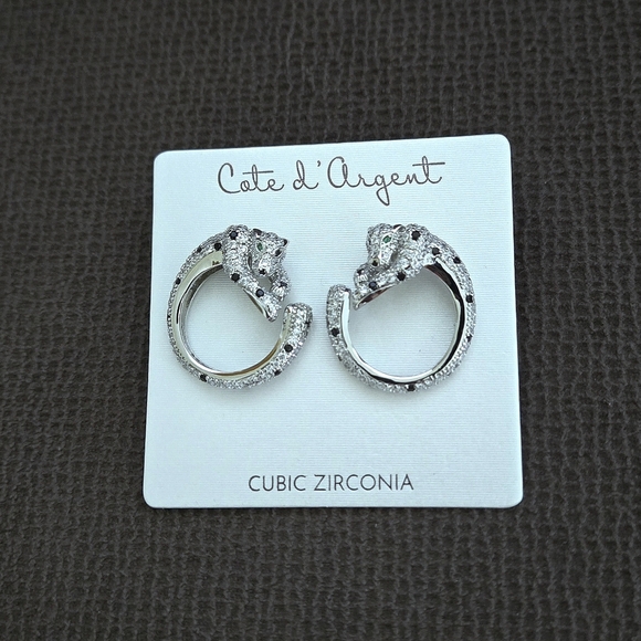 Cote d'Argent Circular Silver🤍 Cheetah Earrings - NWT - Picture 4 of 16